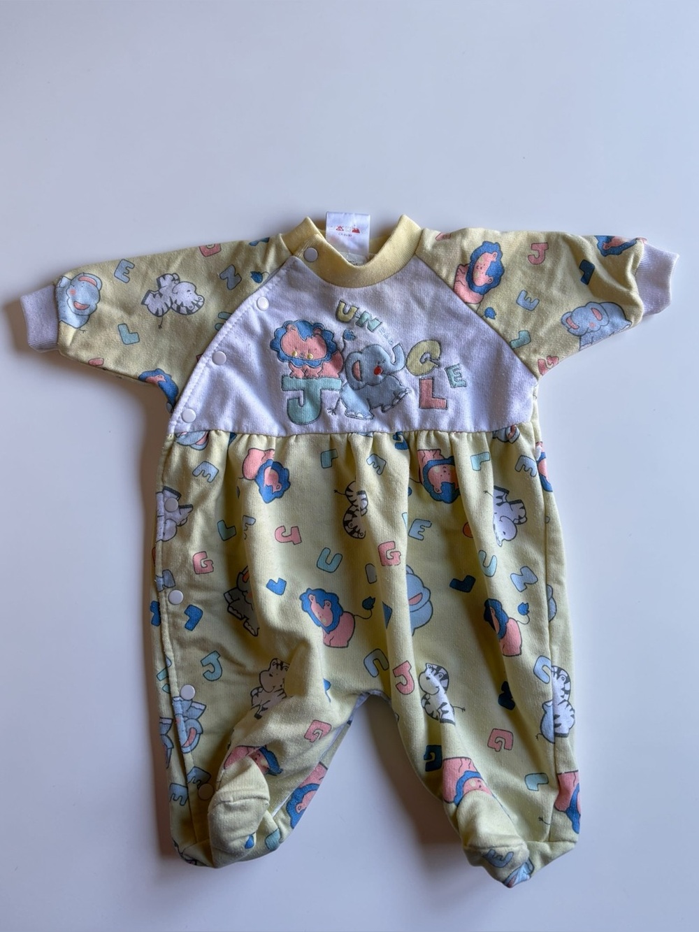 Vintage Bright Starts Jungle Baby Sleeper 0-13 lbs Footed Pajamas